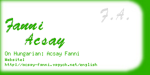 fanni acsay business card